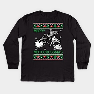 Motorcross Ugly Christmas Sweater Gifts For Biker Kids Long Sleeve T-Shirt